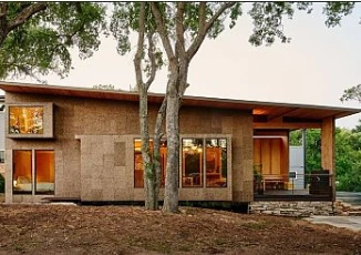 Residential building using expanded cork insulation